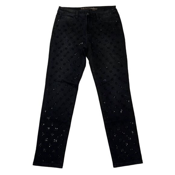 Soft Surroundings High Rise Black Embellished Jean size -4 - Picture 1 of 9